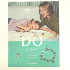 Pandora Jewelry Print Ad Mother's Day Sterling Silver Charm Bracelet 2017 Decor